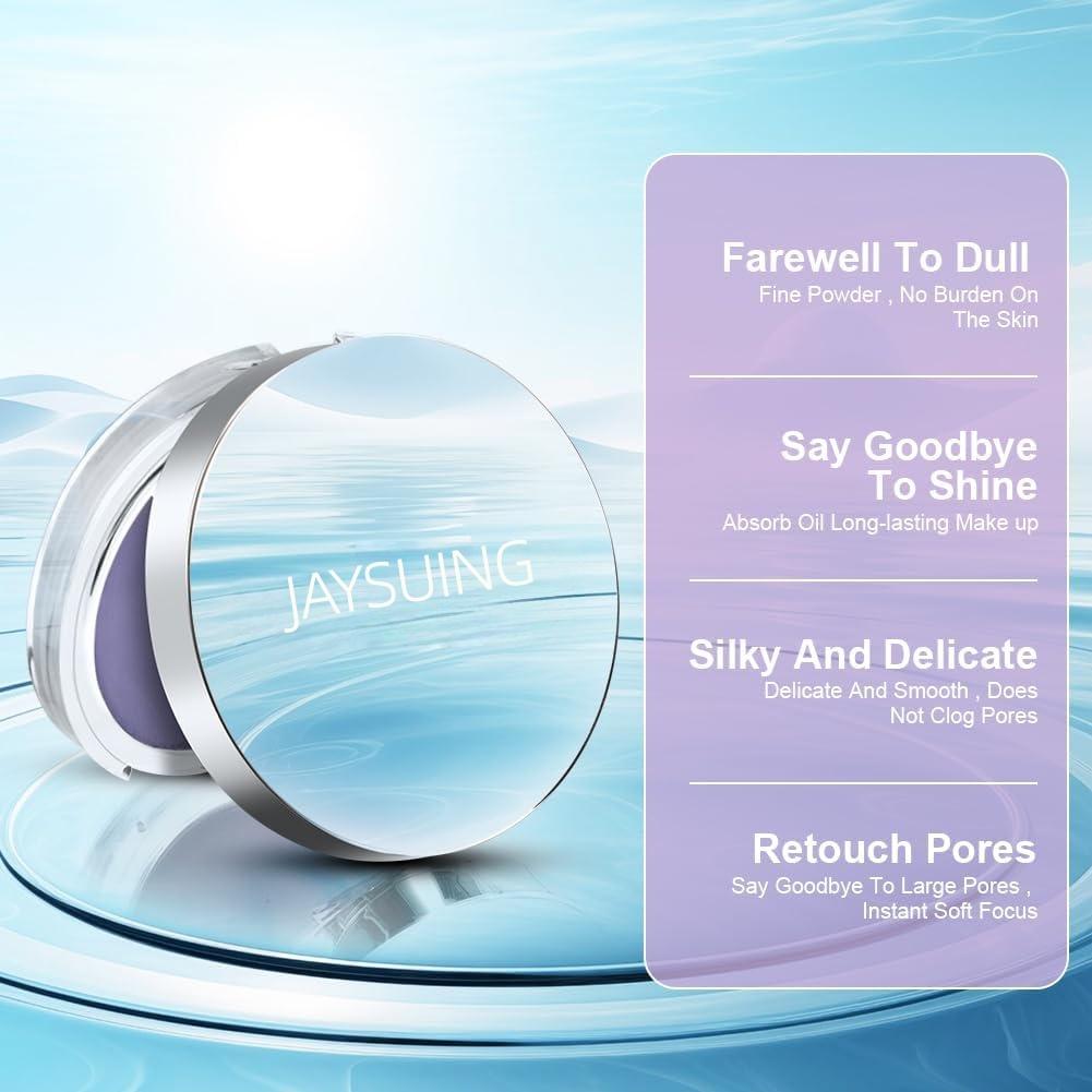 Lavender Matte Powder with Puff Oil Control Natural Long Lasting Shine-Free Women Girls Makeup Face Conceal Pressed Setting Powder