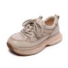 Fashion 4CM New Fashion Women Thick Bottom Casual Sneakers Lace-Up Genuine Leather Air Mesh Breathable College Style Flat Platform Shoes