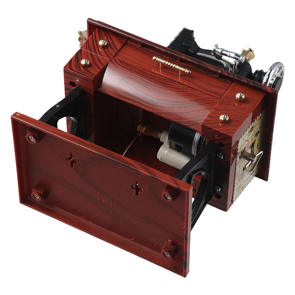12.0×8.0×16.0 cm Retro Sewing Music Box Wood color Table Desk Mechanical  For Home Decor