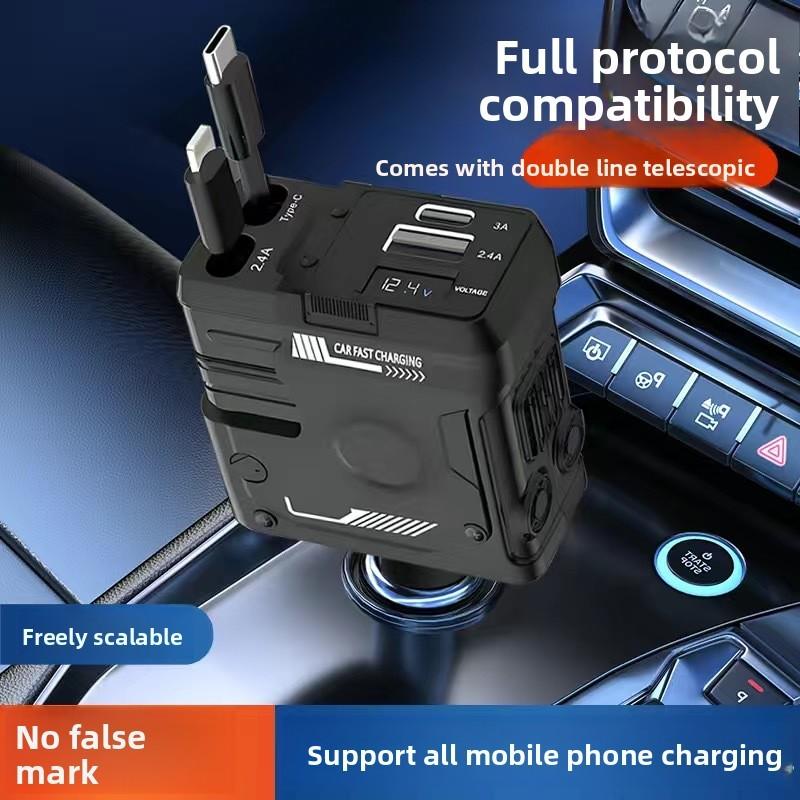 Сверхбыстрое автомобильное зарядное устройство с USB Type-C и несколькими портами для поездок и путешествий