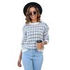 Women's Autumn and Winter Patchwork Crew Neck Knit Casual Sweater