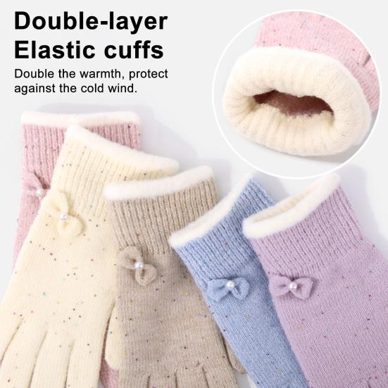 Женские зимние перчатки Теплые перчатки с сенсорным экраном С пайетками в виде бабочки Вязаные Утепленные