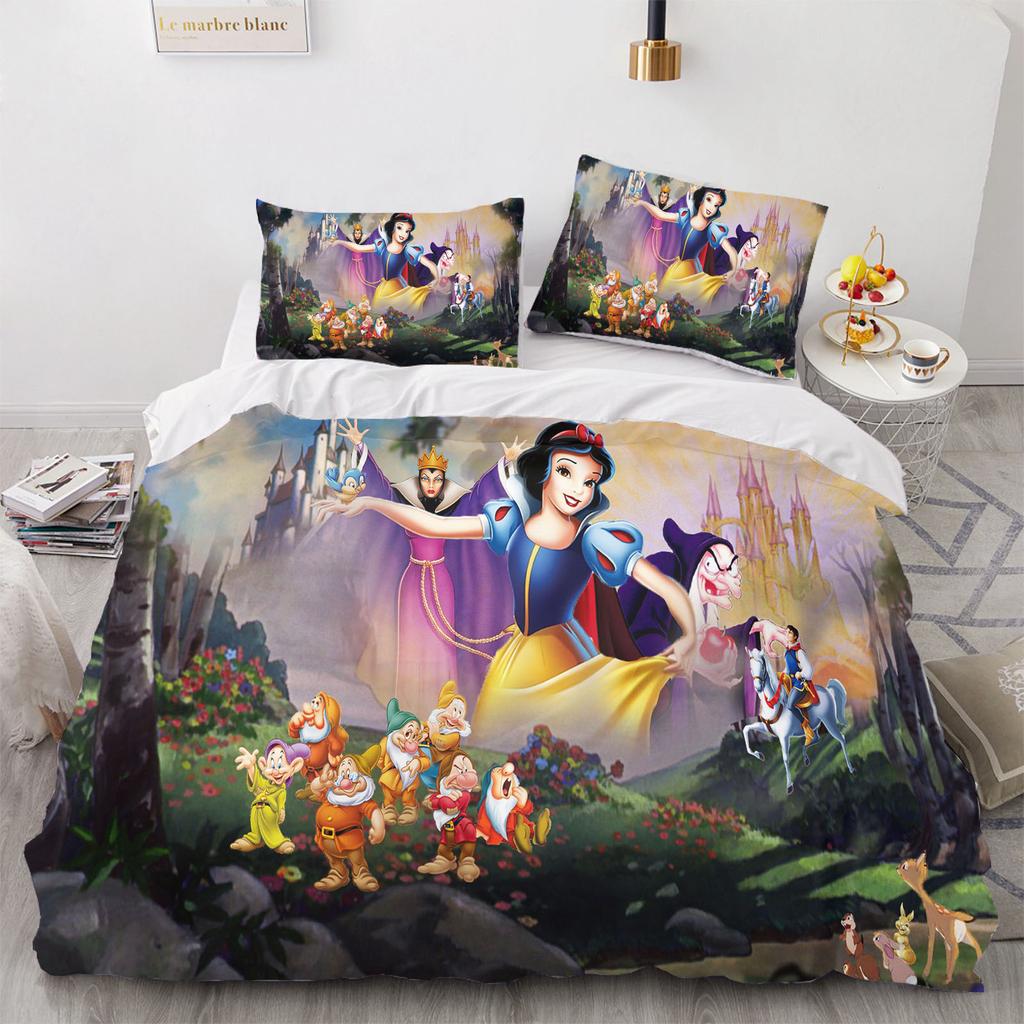 Snow White Anime Bedding Set Duvet Cover 100% Polyester Suitable For Children And Adults 3-Piece Set 1 Quilt Cover
