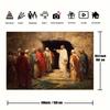 1pc Bible Resurrection Background Picture, Including Jesus, Tomb, and Apostles - Durable Polyester Flat Banner