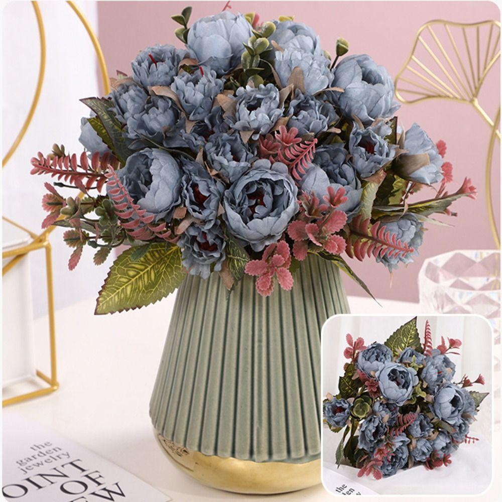 Anti-UV Wedding Arch Flower 9Heads Artificial Flower Vintage Simulation Rose  Home Decor