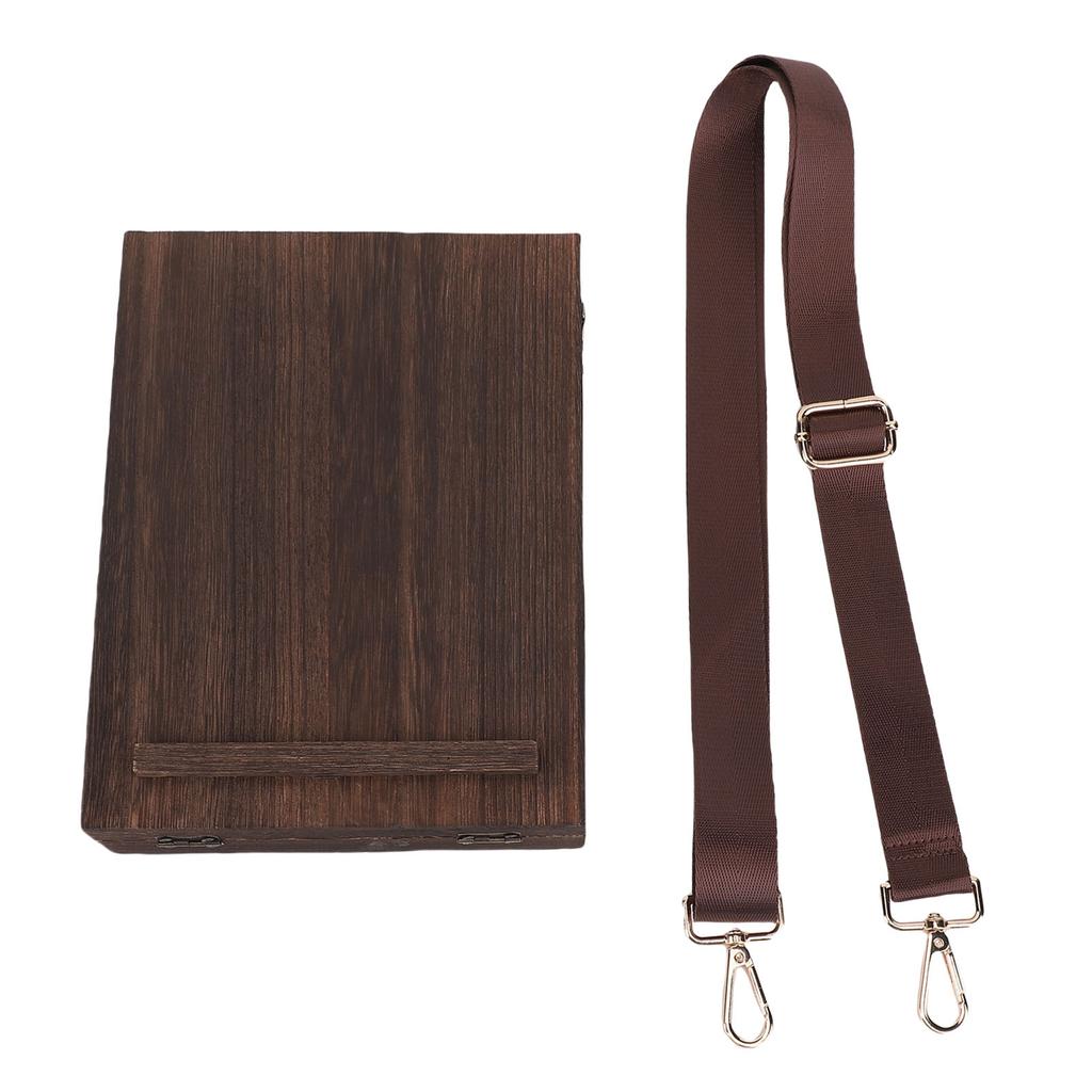 Writers Messenger Wood Box Portable Wooden Artist Bag Easel Sketch Box with Adjustable Shoulder Strap for Outdoor