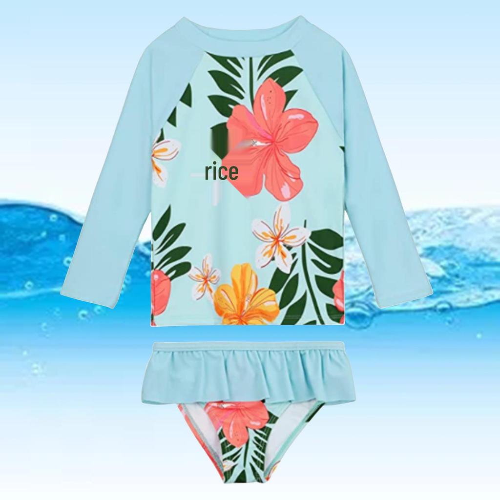 2025 Children's Long-Sleeve Split Bikini Swimsuit for European and American Markets - Beachwear