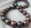 Noble Jewelry Natural 10-11mnm Australian South Sea Black Red Pearl Necklace