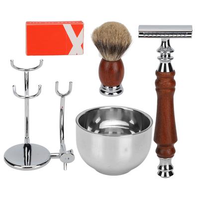 Набор для ухода за бритьем для мужчин со сменными лезвиями, ручной триммер для бороды, помазок для бритья и набор ножей