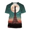 Paris Eiffel Tower 3D Print T-Shirts Streetwear Men Women Fashion Oversized O-Neck Short Sleeved T Shirt Tees Tops Clothing