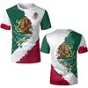 Mexican Flag National Emblem 3D Printed T-shirts Street Wear Oversized Round Neck Short-sleeved Men's T-shirts