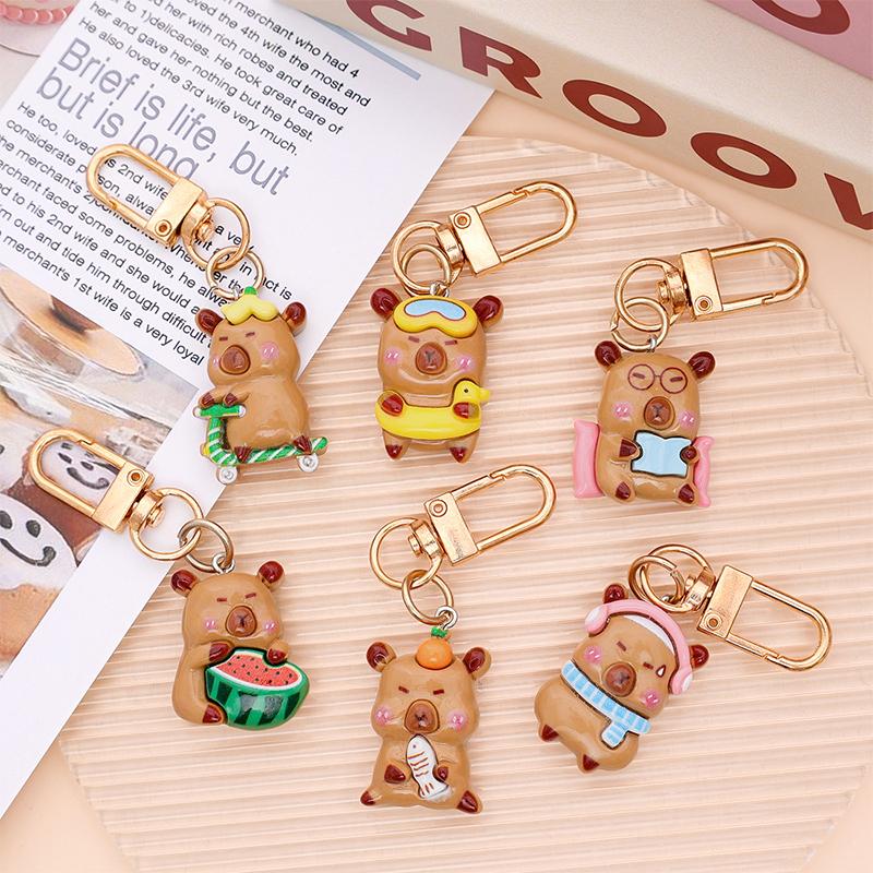 Милый брелок Capibala мультфильм маленькая подвеска Capybara девушка рюкзак аксессуары сумка ключ украшение лучший друг подарок