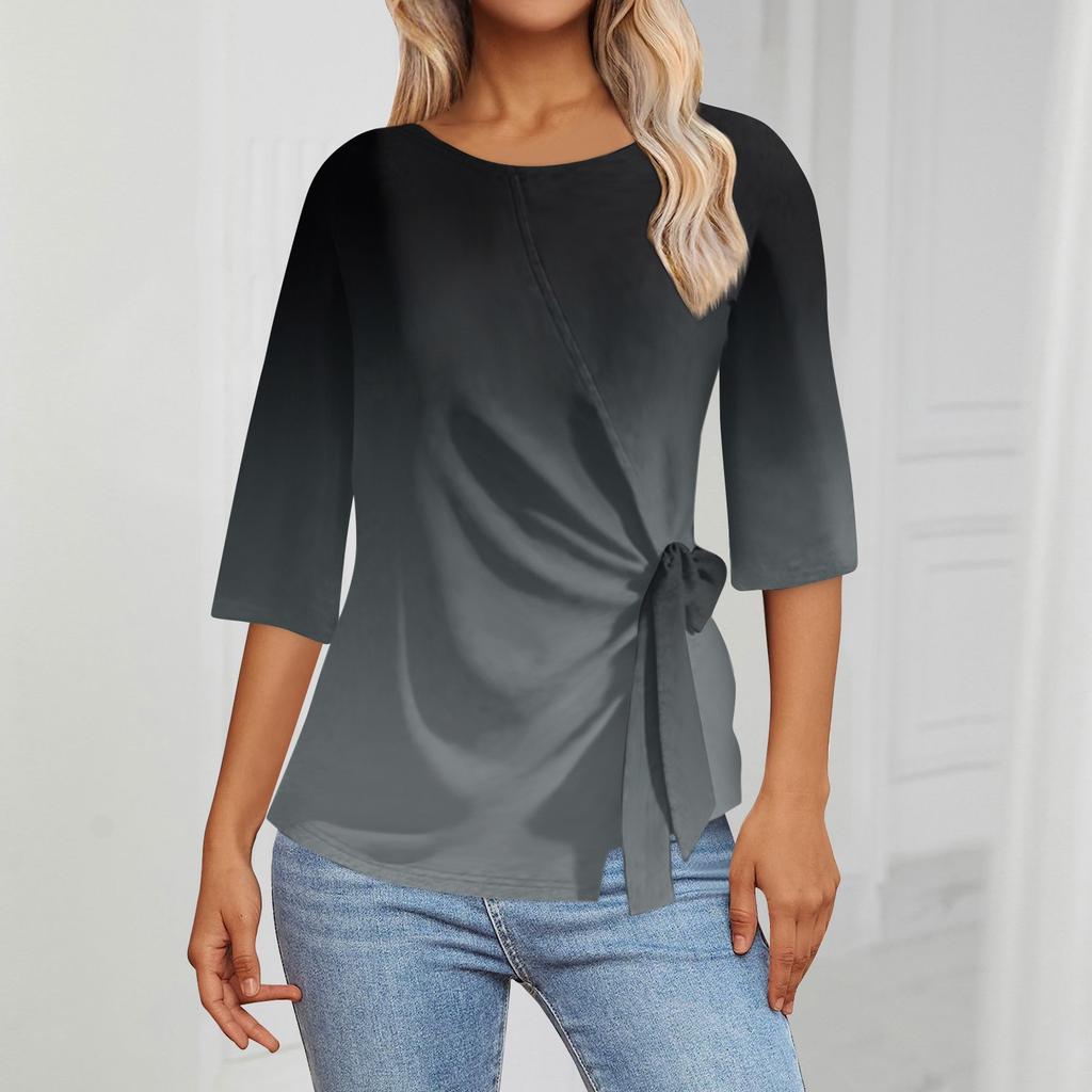 Женские топы с рукавом 3/4. Летние асимметричные футболки. Облегающие повседневные топы. Футболки. Пуловеры. Футболки. Летние топы. Топы с короткими рукавами.