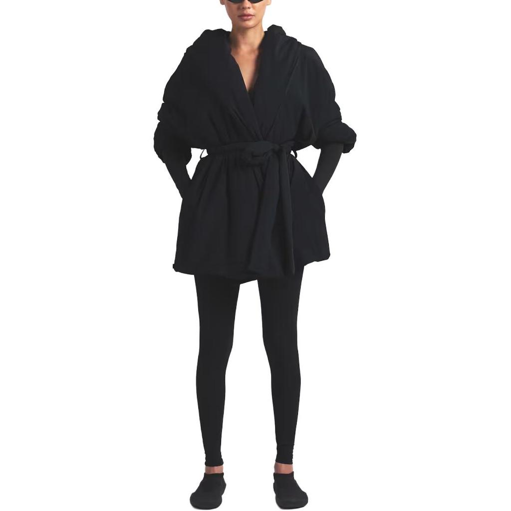 Nike SKIMS Тканевое нейлоновое пальто-халат Обсидиан/Обсидиан Женская верхняя одежда Черный LSLSL10423W-OBD