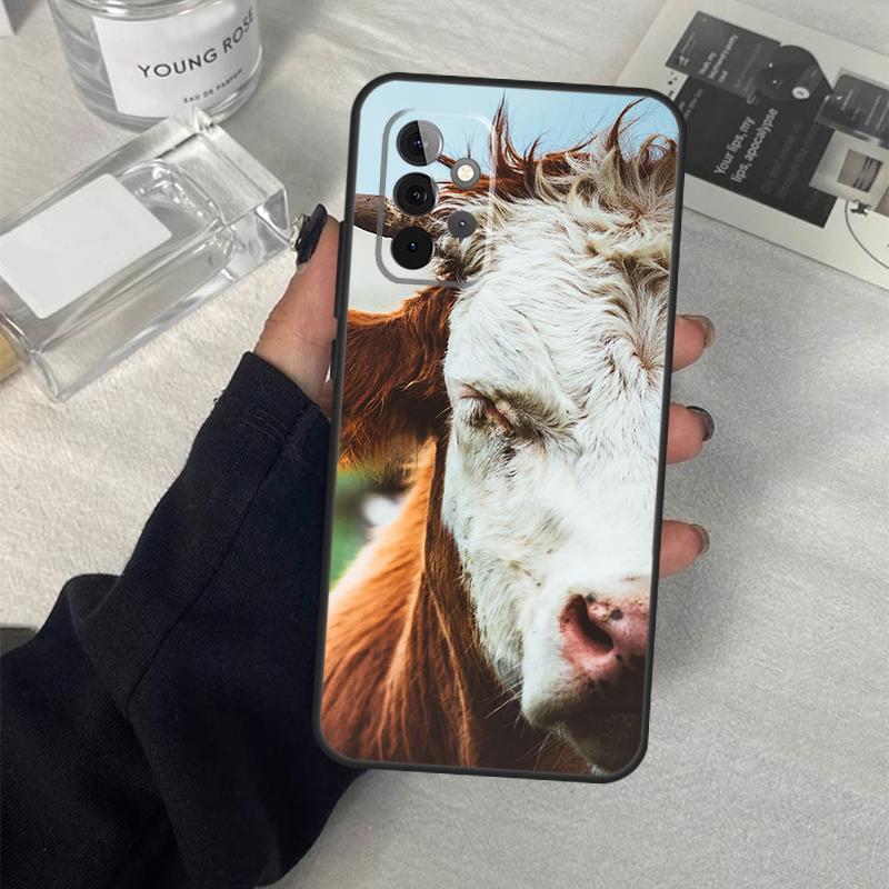 Забавный чехол-лицо коровы для Samsung Galaxy A06 A16 A26 A36 A56 A53 A32 A52 A33 A13 A55 A35 A15 A14 A34 A54 A17