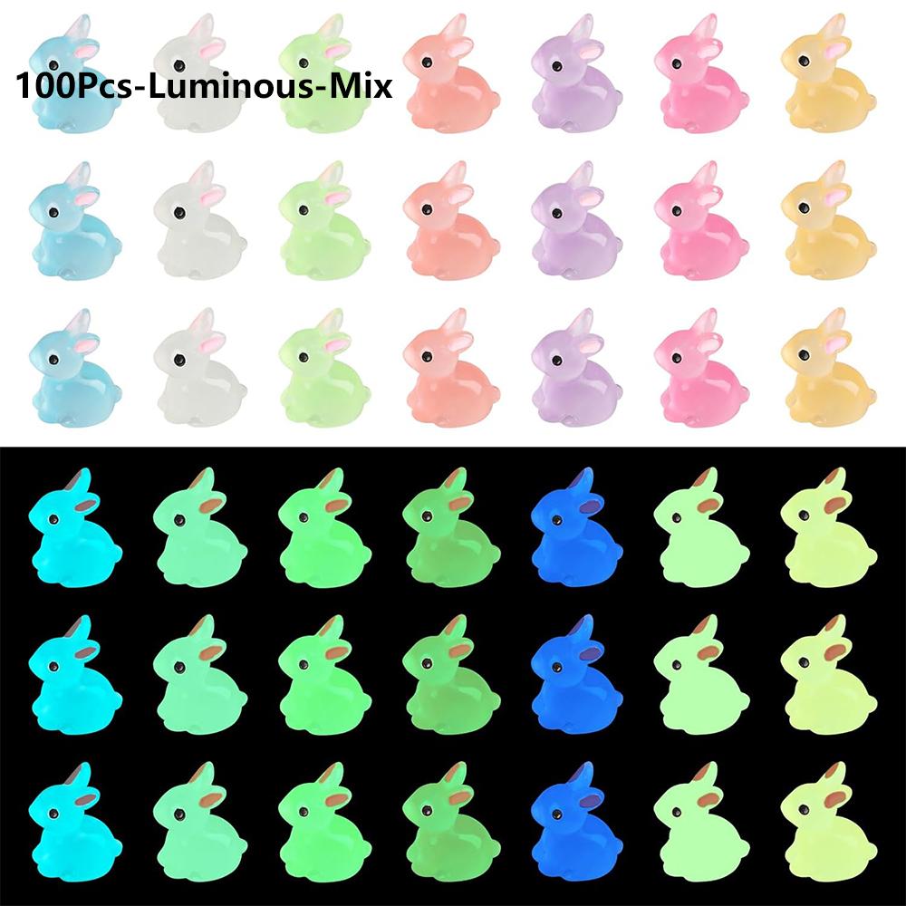 100/200 шт. Мини-кролики из смолы, миниатюрные фигурки, 3D-фигурка маленького белого кролика, украшение для микро-ландшафта, кукольный домик, украшение, поделки своими руками