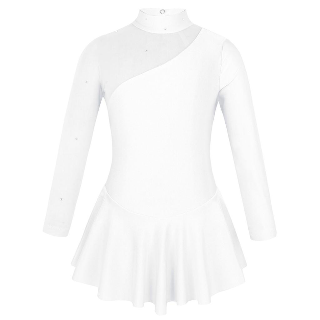 Children Figure Skating Dress Long Sleeves Mock Neck Ice Skating Gymnastics Competition Costume