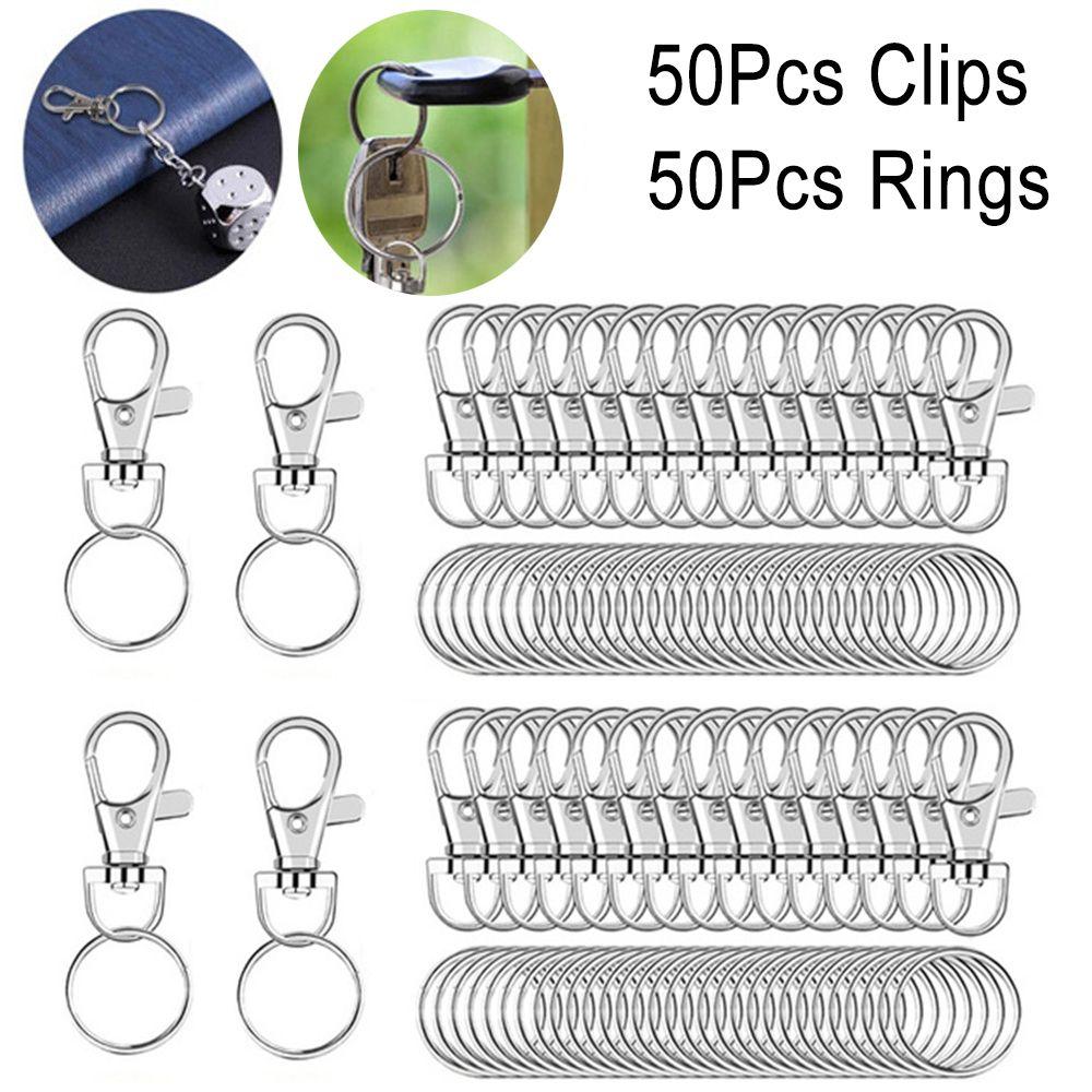 50Pcs Metal Art Crafts Jewelry Lobster Claw Clasp Key Chain Ring Clip DIY Making Swivel Snap Hooks