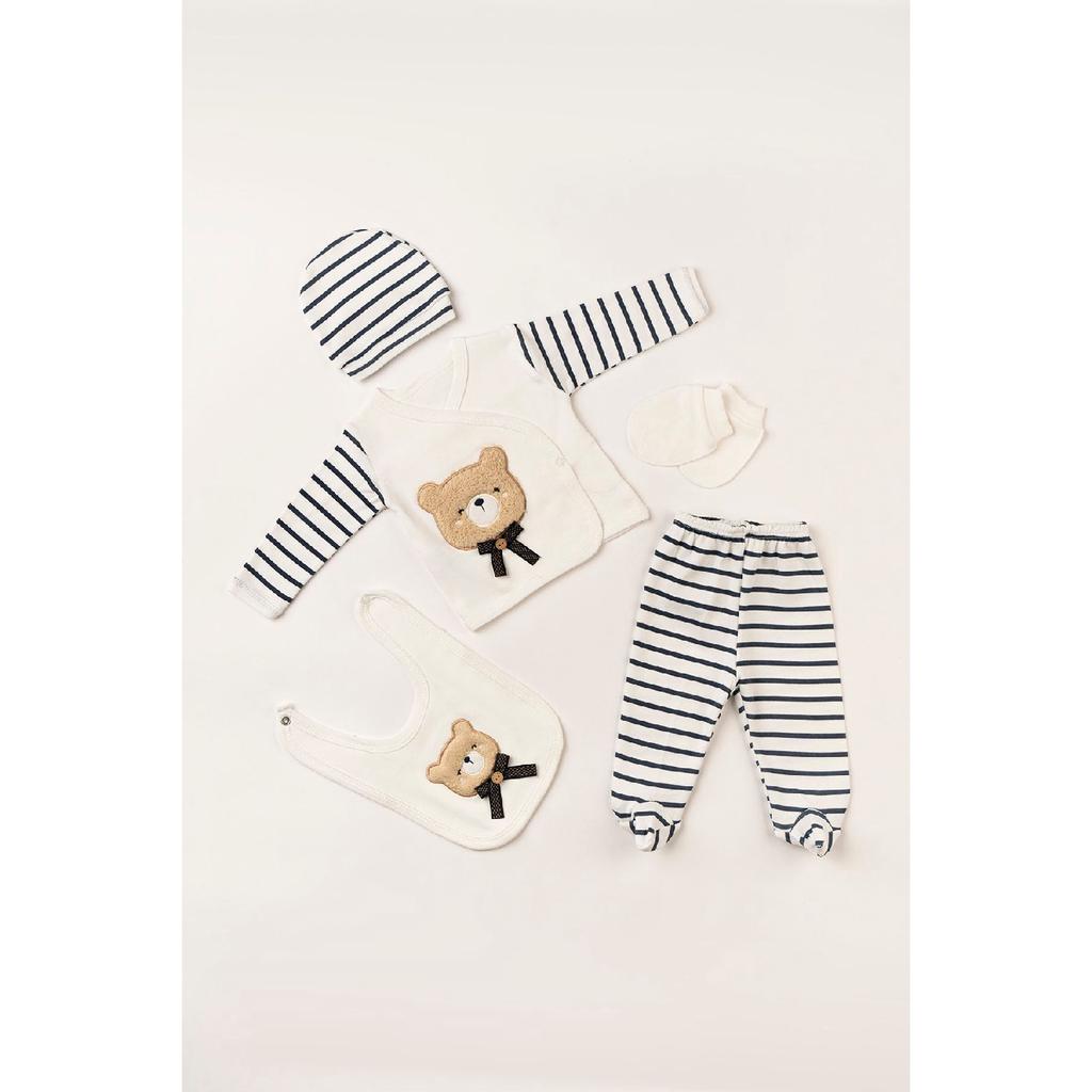 Комплект одежды для новорожденных из 100% хлопка Suzene с вышивкой, 5 шт., с плюшевым мишкой