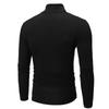 Men Casual High Neck Long Sleeve T-shirt Solid Color Slim Fit Pullover Undershirt Thermal Base Shirt