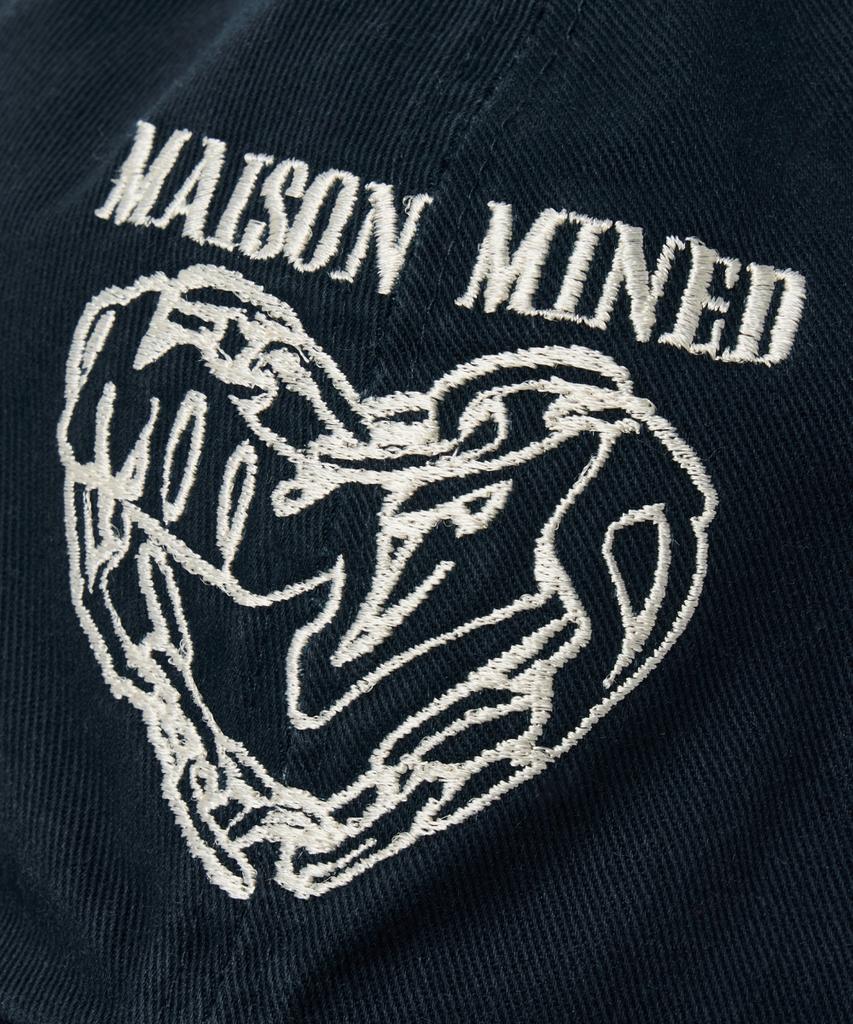 MAISON MINED Бейсболка с вышивкой в виде сердца, винтажная, стирка, темно-синяя