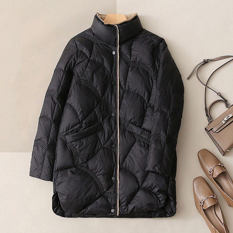 Winter Fashion Stand Collar Women Down Jackets Female Casual Loose Ultra Lightweigh White Duck Down Warm Coat