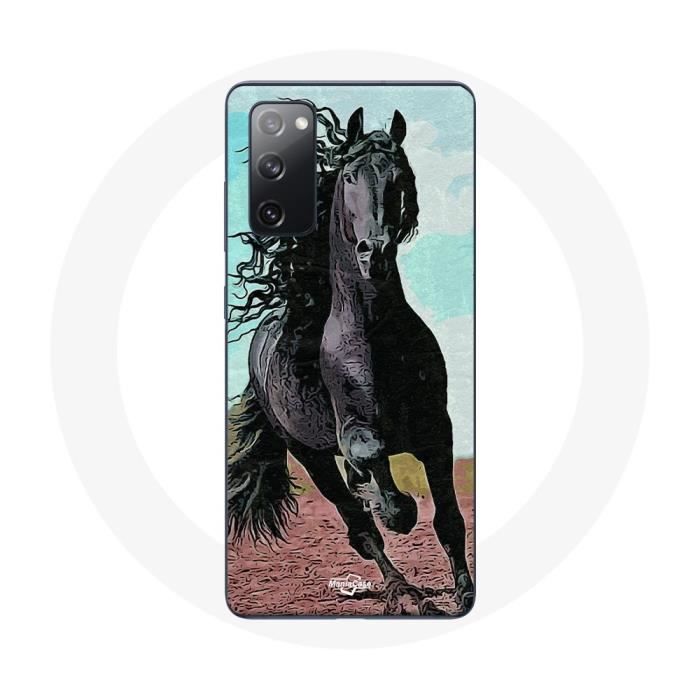 Case - MANIACASE - Samsung Galaxy S20 FE - Flexible - Black - Friesian Horse