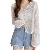 Lace Shirt UV Air Conditioning Sheer Floral Long Openwork Perfect for and Outings [fourfivesix Haru] Women's Blouse, Protection, Protection, Top,