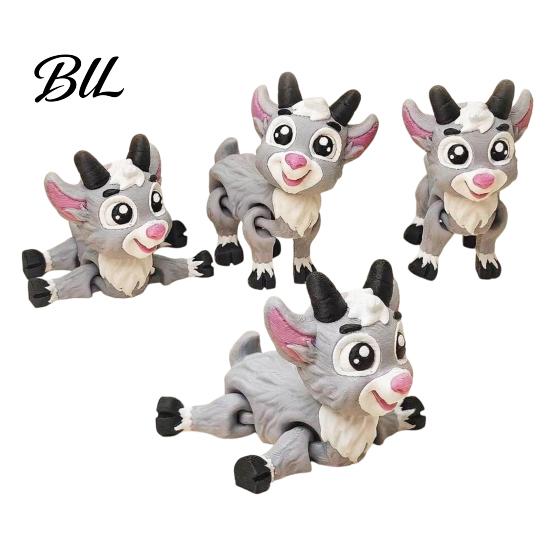 Goat Figurine with Movable Joints 1/2Pcs 3D Printed Fidget Toy, Cartoon Flexible Joints, Articulated Animal Figure for Desktop Decoration Action