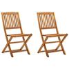 Outdoor Folding Chairs - VidaXL - Solid Acacia Wood - Natural - 2 Persons