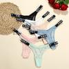 Sexy Mesh Thong for Women Low Waist Letters Fashionable Seamless Sports Underwear Panties Women's Underwear Thong