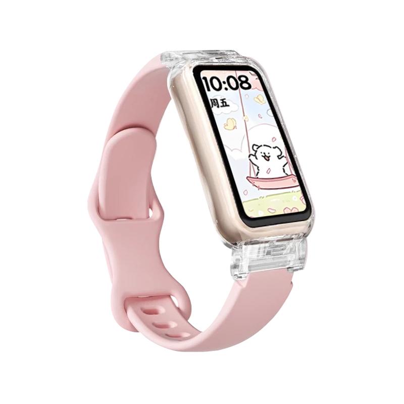 Прозрачный чехол+Ремешок для Huawei Band 10/9/8 Аксессуары Спортивный силиконовый браслет pulseira correa для Huawei Band 10 9 NFC/8 NFC
