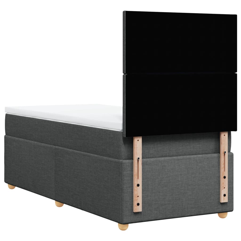 Box Spring Bed with Mattress Dark Gray 100 x 200 cm Fabric
