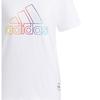 Adidas Футболка W Bos Tee с надписью в спортивном стиле и логотипом, круглым вырезом, коротким рукавом, женская футболка, белая HA3633