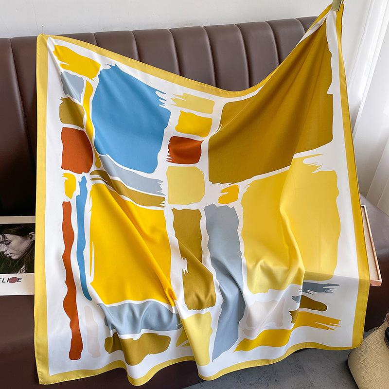 New 30 Colors Twill Silk Scarf Women 90cm Square Hijab Shawls And Wraps Female Foulard Headkerchief Elegant Floral Lady Bandana