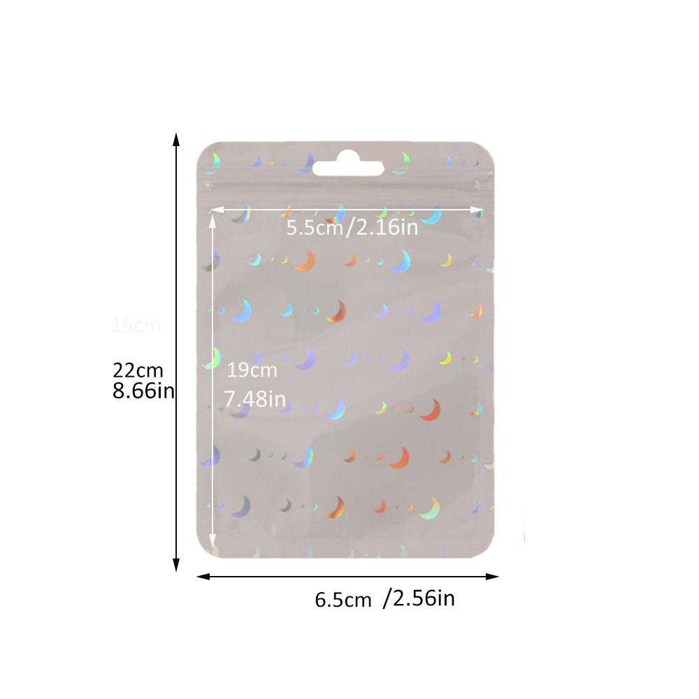 50 шт. голографический лазерный прозрачный пластиковый мешок для ювелирных изделий на молнии для хранения бусин в подарок для малого бизнеса упаковочные материалы