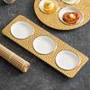 Creative Phnom Penh Ceramic Lattice Western Food Plate Household New Hotel Restaurant Wood Grain Dessert Plate Tableware