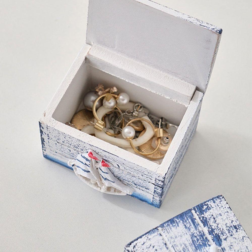 Density Board Beach Box Ornaments Ocean Style Jewelry Storage Box Seashells Wooden Box Storage Box