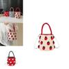 Cute Color Blocking Strawberry Pattern Women Knit Handbag For Teens