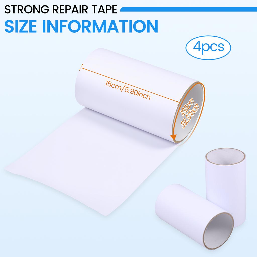 4 Roll TPU RV Awning Repair Tape 15x100CM Waterproof and Heat Resistant Tent Repair Tape for Outdoor Tarp Canopy and Boat Cover