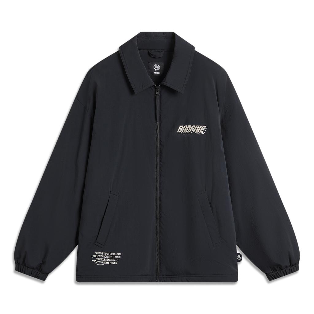 Li Ning Badfive Series High Street American Vintage Letter Zipper Воротник Флис Теплый Свободный Кардиган Куртка Мужская Куртка Черная AFDU503-1