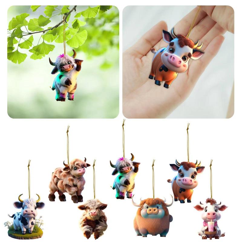 Christmas Cow Pendant Durable Acrylic Adorable Cow Ornament for Christmas Tree Decoration Party Favor CDN
