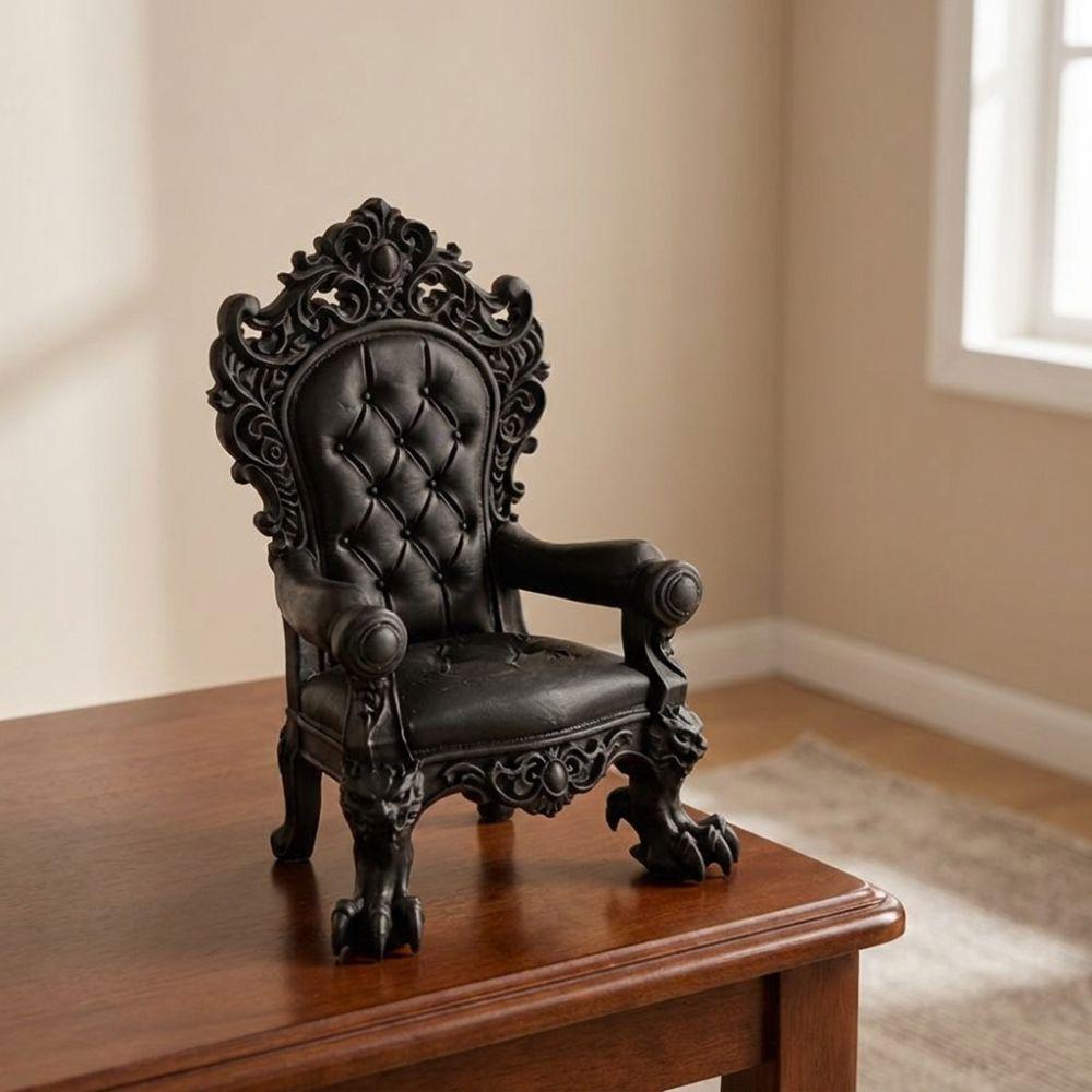 Dark Style Mini Gothic Throne Display Chair 3D Printed Dollhouse Seat Furniture Shop Window