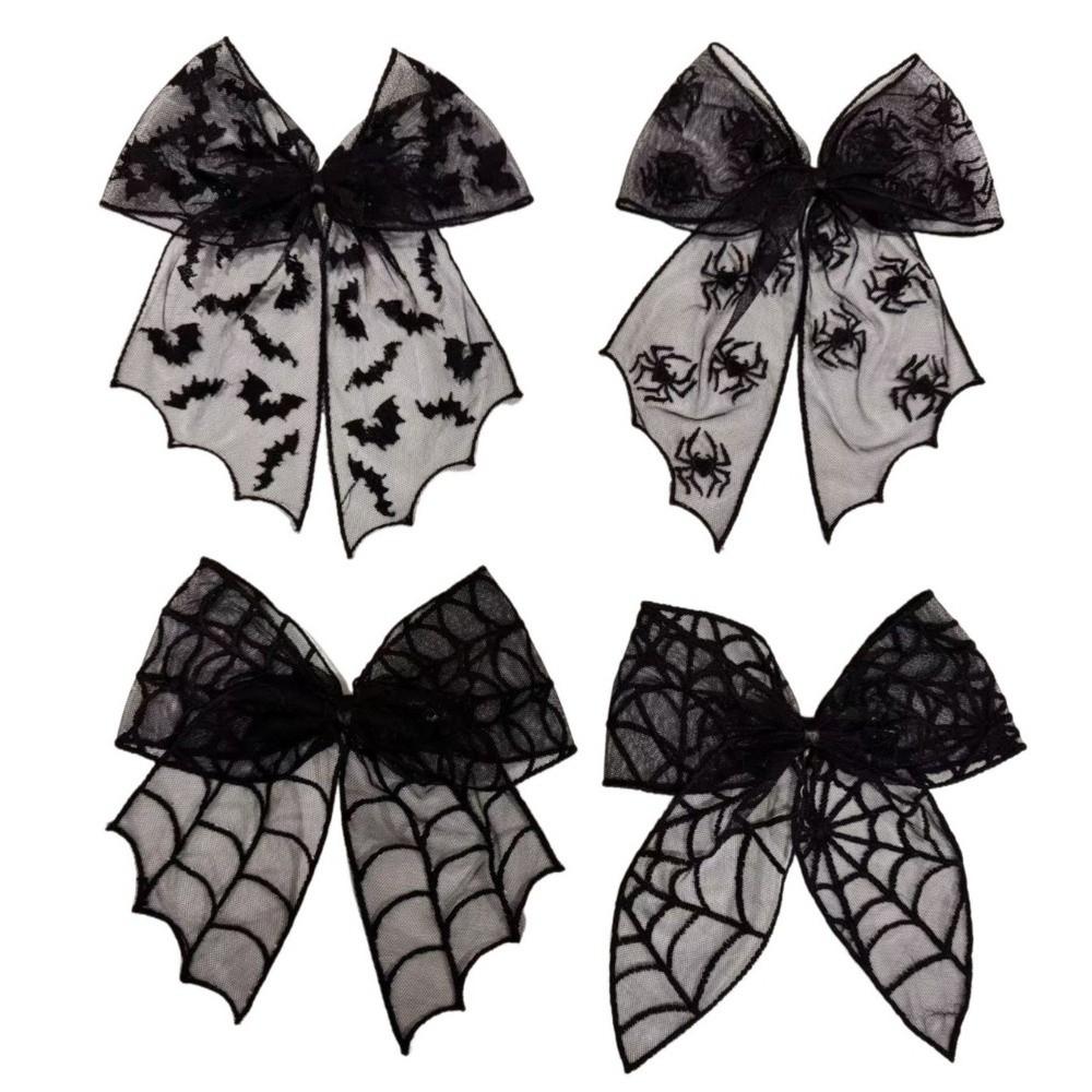 Mesh Bow Halloween Hairpins Bat Embroidery Bow Hair Clips New Hair Clips Hair Accessories