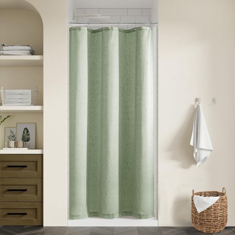 Натуральная кремовая льняная шторка для душа Кантри Бохо Фермерский дом Декор для ванной комнаты Бежевые шторки для душа для ванной Нейтральная ткань