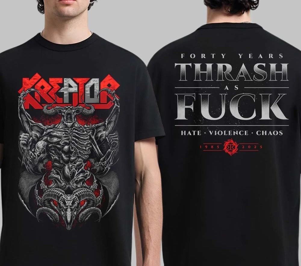 Футболка Kreator Tour 2025 Forty Years Thrash Полный размер S-3XL Унисекс