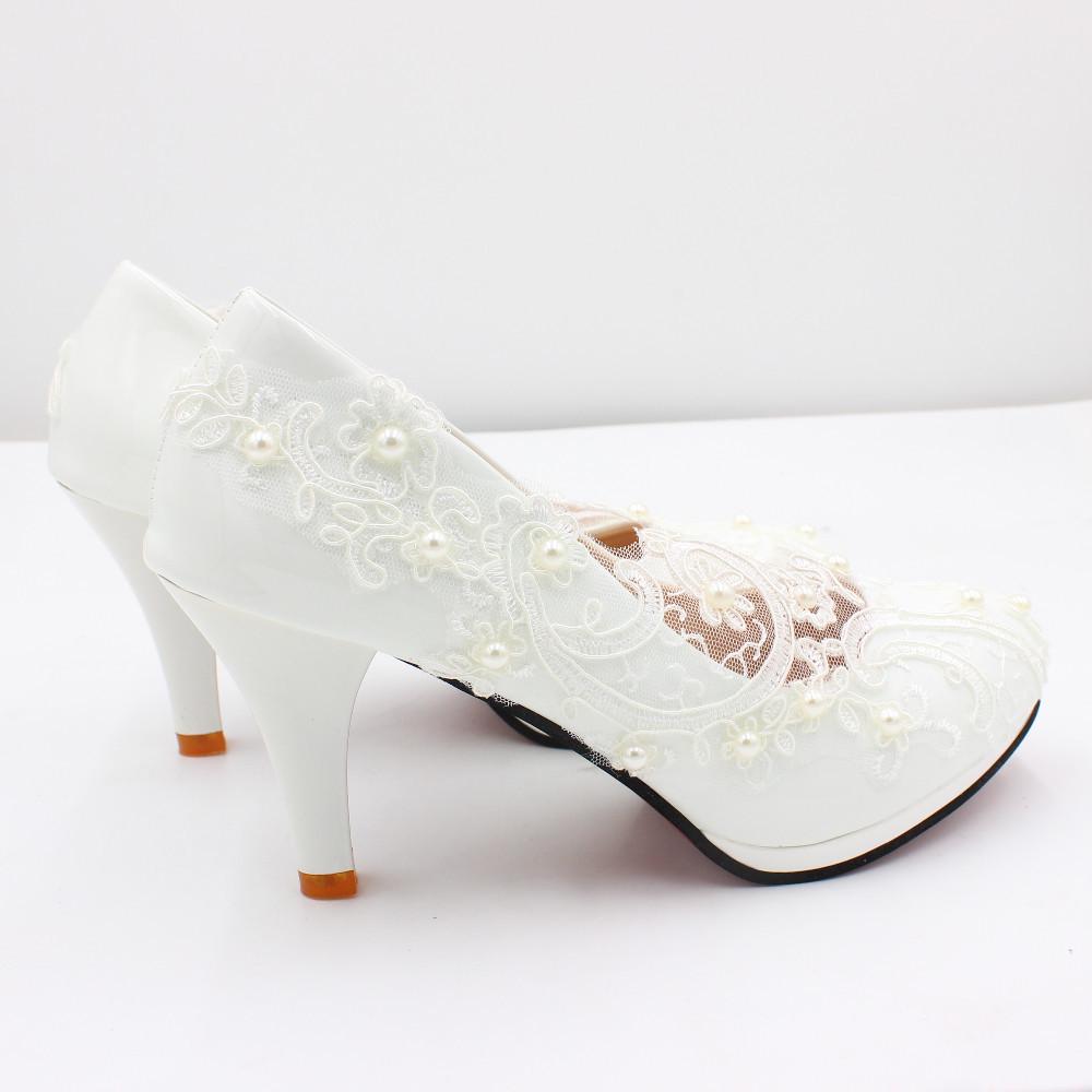 New Heel Low Lace White Bridal And Bridesmaid Wedding Shoes Bh2203