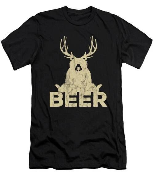 Vintage Bear Deer Beer Funny T-Shirt L-2XL Fast Shipping