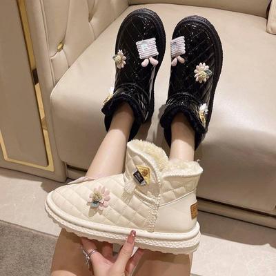 Зимние ботинки женские корейские версии бархатные утолщенные короткие ботинки осень и зима универсальные теплые нескользящие хлопковые ботинки