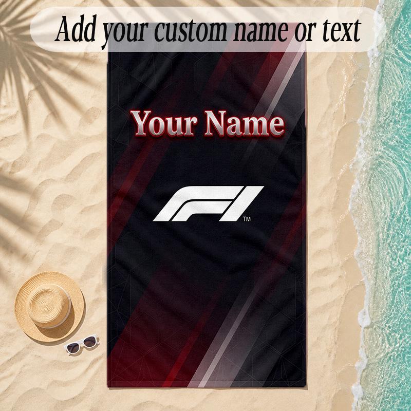 Beach TowelF1 Custom Name Text Personalized Soft Towel for Beach Pool Indoor Home Decor Gift